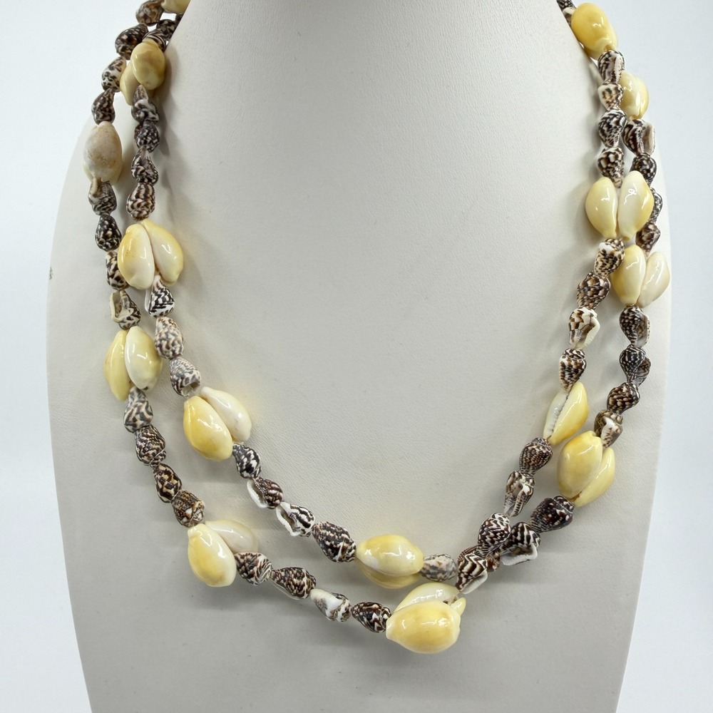 Natural Seashell Beaded Double Layer Necklace - Beach Boho Statement